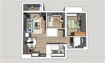 家装两房公寓SU模型