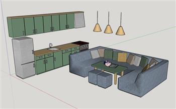 厨房橱柜沙发SU模型