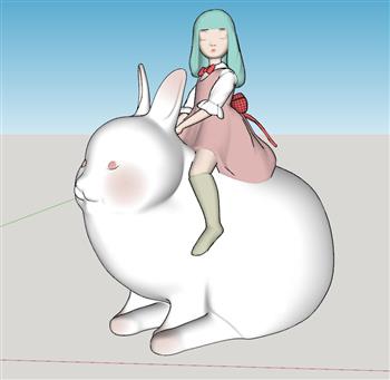 骑小白兔女孩SU模型