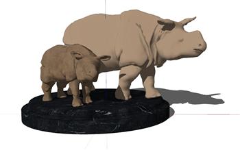 犀牛雕塑工艺品SU模型