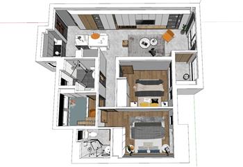 北欧风格两居室室内SU模型