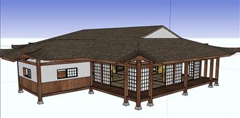 日式古建筑平房SU模型