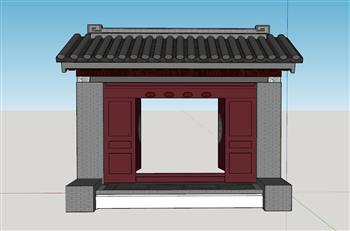 中式琉璃瓦大门SU模型