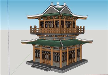 中式阁楼古建筑SU模型