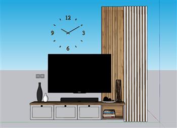 电视柜木质装饰板SU模型