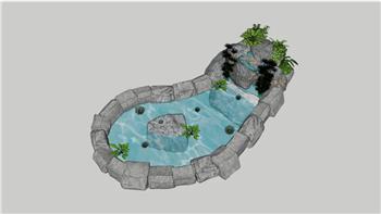 景观水池流水SU模型