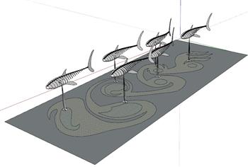 鱼雕塑景观SU模型