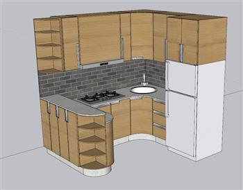 转角小型厨房SU模型