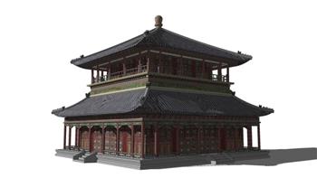 中式古建筑茶楼SU模型