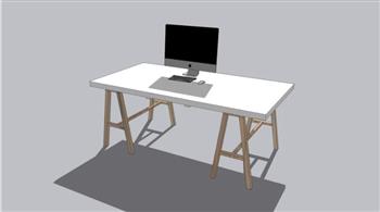 简易书桌电脑桌SU模型