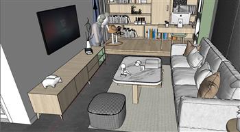 北欧小型公寓住宅室内空间SU模型(ID27733)