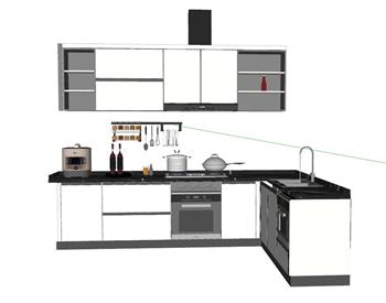 厨房橱柜燃气灶SU模型
