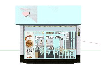 LOFT工业风粉店餐饮店餐厅SU模型(ID27999)