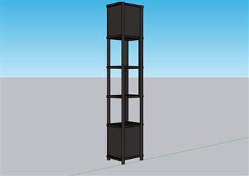 中式长方形柱柜置物柜SU模型(ID28061)