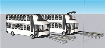 概念双层巴士车SU模型