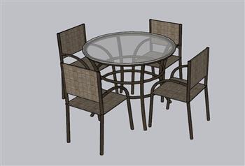 圆形休闲餐桌椅SU模型
