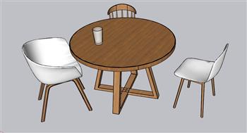 圆桌椅洽谈桌休闲桌椅SU模型
