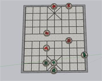 象棋棋盘铺砖SU模型