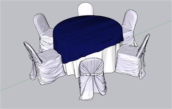 宴席桌餐桌椅宴会桌SU模型