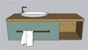 浴室柜洗漱台洗手池SU模型