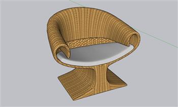 扶手椅藤椅SU模型