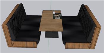 工业风餐桌椅卡座SU模型
