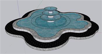 喷泉水池SU模型