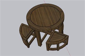 圆桌餐桌椅SU模型