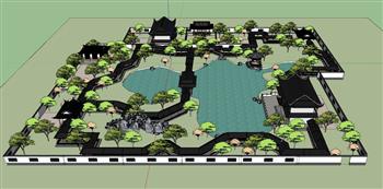 中式古建园林景观sketchup官方模型库(ID29250)