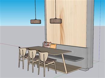 餐桌椅卡座SU模型
