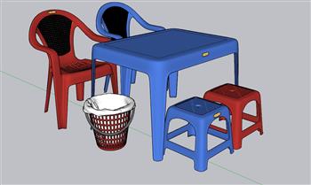 塑料桌塑料凳塑料椅SU模型