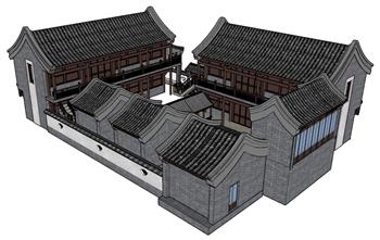 中式古建合院SU模型