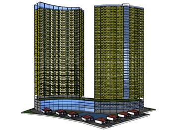 高层建筑综合体SU模型