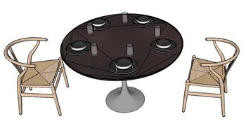 圆桌餐桌椅椅子SU模型
