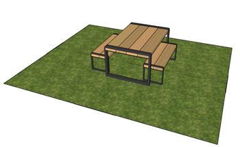 草地户外桌椅SU模型