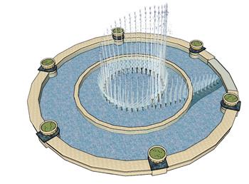 园环水池圆环SU模型
