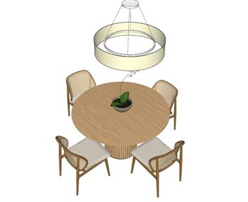 圆形餐桌椅SU模型