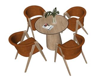 休闲桌椅咖啡桌SU模型