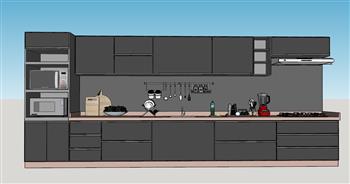 开放式厨房橱柜SU模型