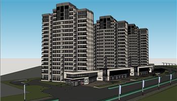 公寓楼住宅楼建筑高层su模型免费(ID32507)