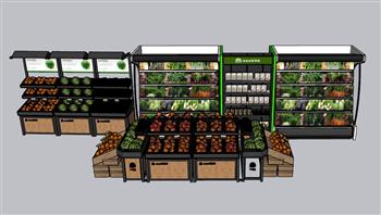 超市货物柜蔬菜柜SU模型