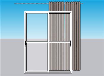 窗帘玻璃窗su素材(ID32801)