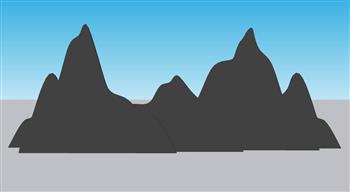 中式山脉片石SU模型