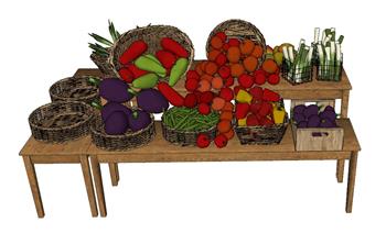 生鲜蔬菜水果货架蔬果架su模型(ID33001)