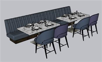 卡座餐桌椅餐厅SU模型