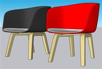 木质扶手椅椅子SU模型