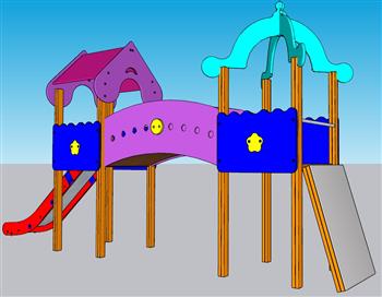 儿童游乐设施滑滑梯SU模型