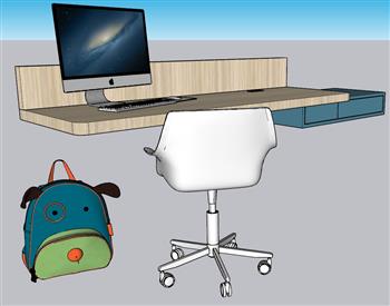 书桌电脑桌旋转椅SU模型
