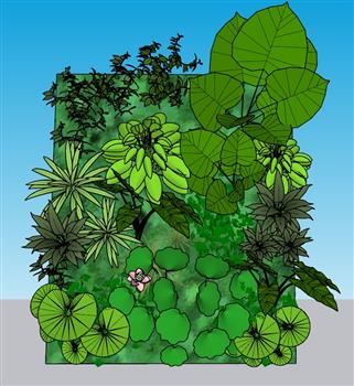 绿植墙植物墙SU模型