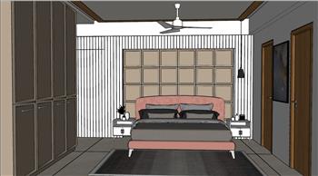 卧室房间的床铺衣柜su模型(ID33412)